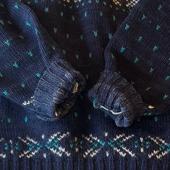 VTG 90s REI Nordic Sweater Fair Isle Wool Blend 1/4 Zip Blue Mens Size XL - Picture 5 of 8